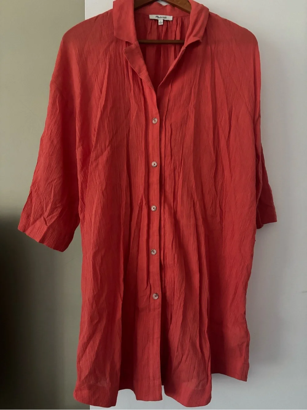 Madewell Crinkle Swim Cover Mini Shirtdress